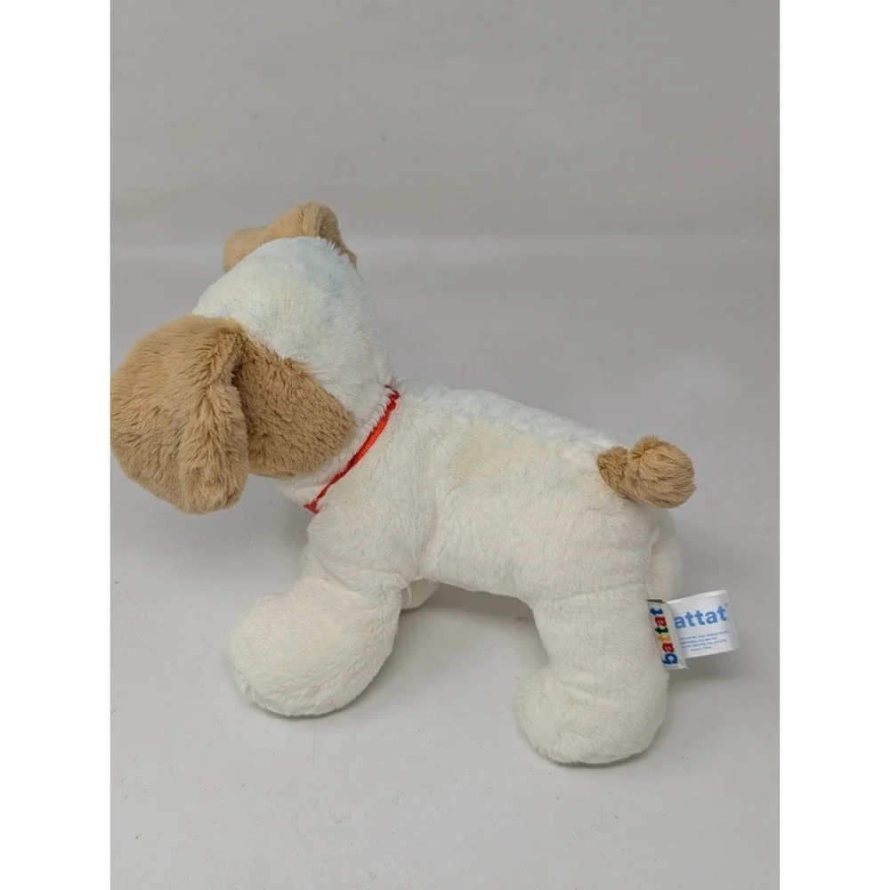 Battat Puppy‎ Dog Plush Red Collar Stuffed Animal Vintage Y2K Cute White Brown